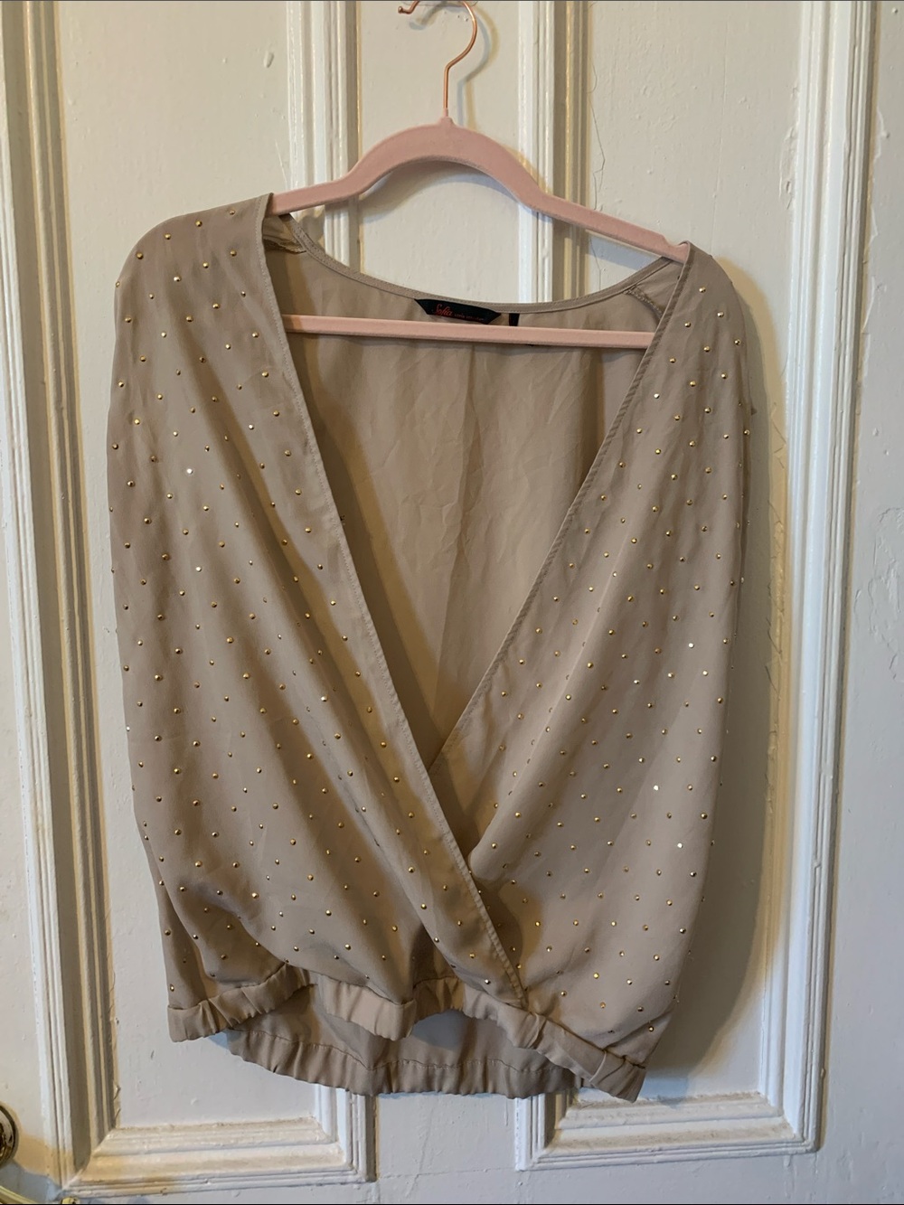sofia by sofia vergara Taupe Beaded V-Neck Wrap Camisole